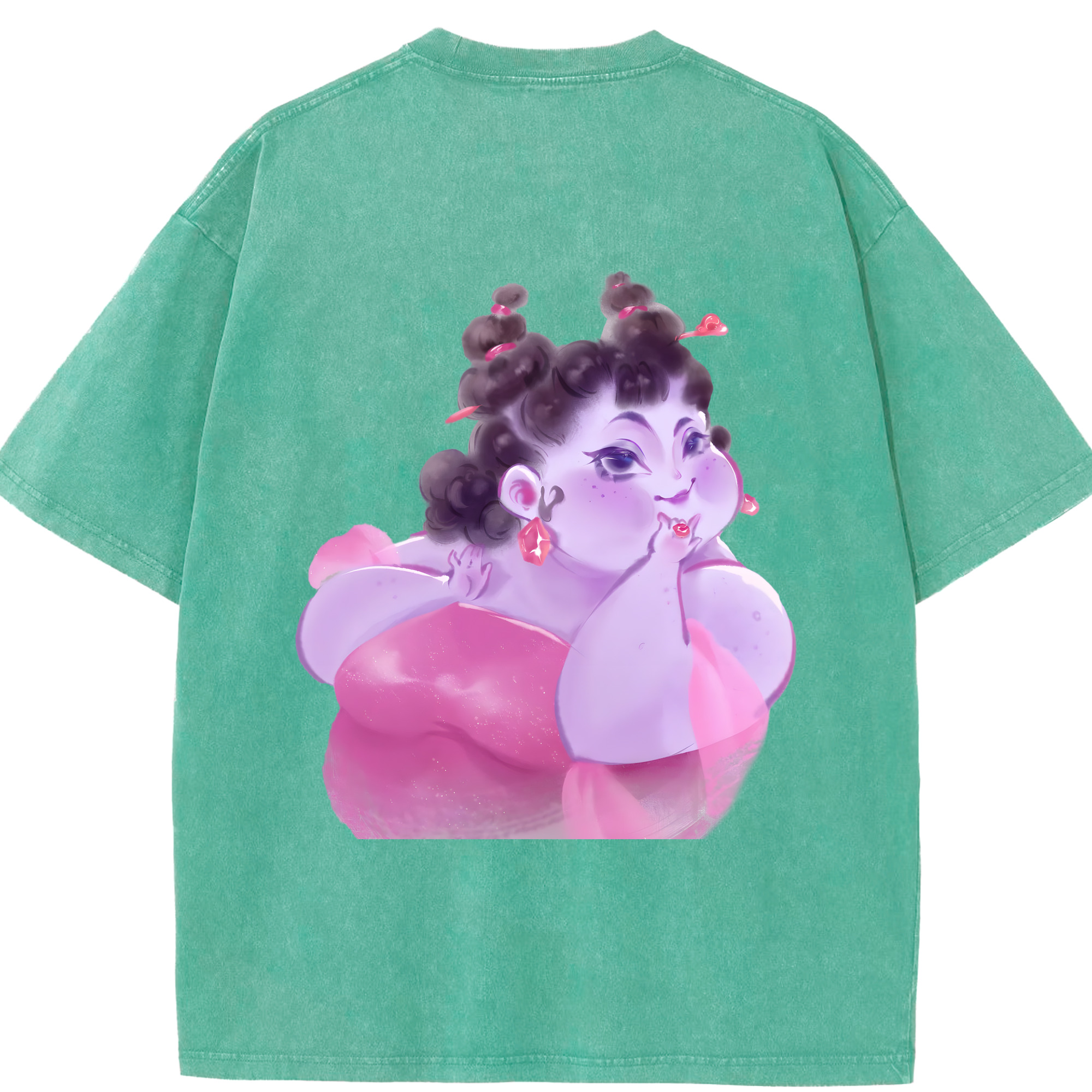 （画像用） Ne Zha 2 ナタ 魔童の大暴れ 綿100% ヴィンテージ風 半袖Tシャツ（背面プリント）